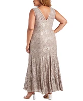 R & M Richards Plus Sequin Lace Gown