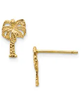 Palm Tree Stud Earrings in 14k Gold