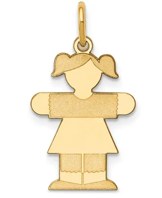 Mini Girl Charm Pendant in 14k Gold