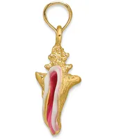 Conch Shell Charm Pendant in 14k Yellow Gold & Enamel