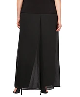 Alex Evenings Plus Straight-Leg Overlay Pants