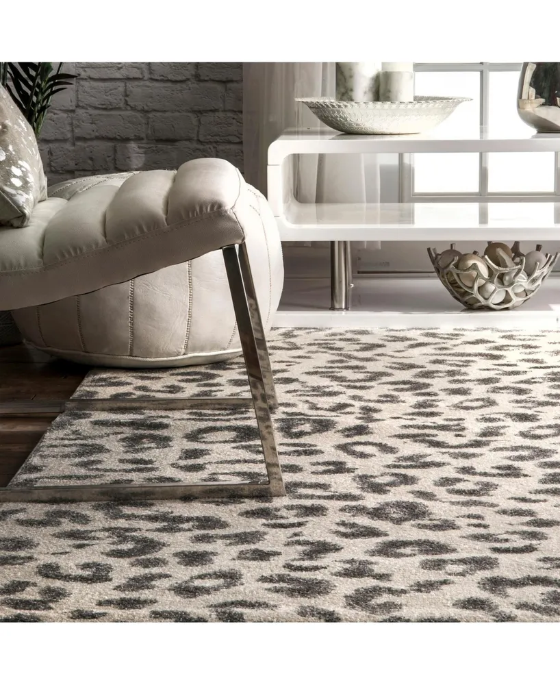 nuLoom Leopard RZBD61A Gray 4' x 6' Area Rug