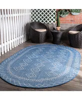 nuLoom Serna OWDN23B Blue 7'6" x 10'9" Outdoor Area Rug