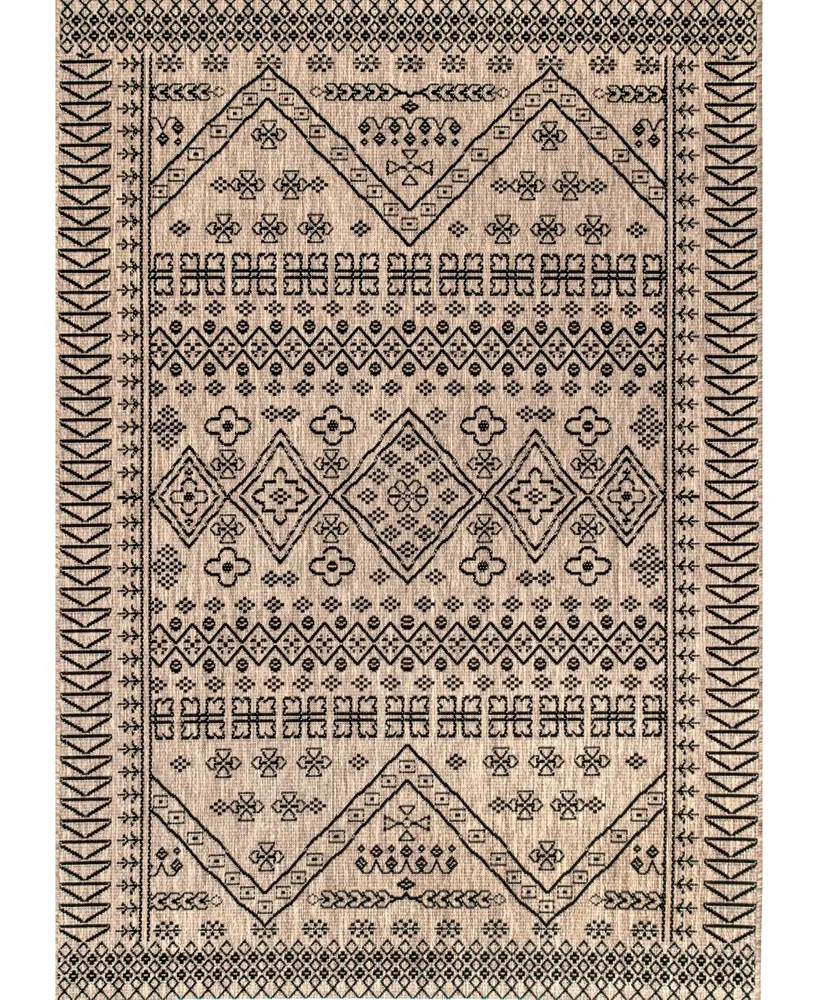 nuLoom Kandace OWDN24C Brown 7'6" x 10'9" Outdoor Area Rug