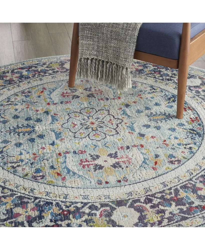 Nourison Home Ankara Global ANR14 Teal and Multi 6' Round Rug