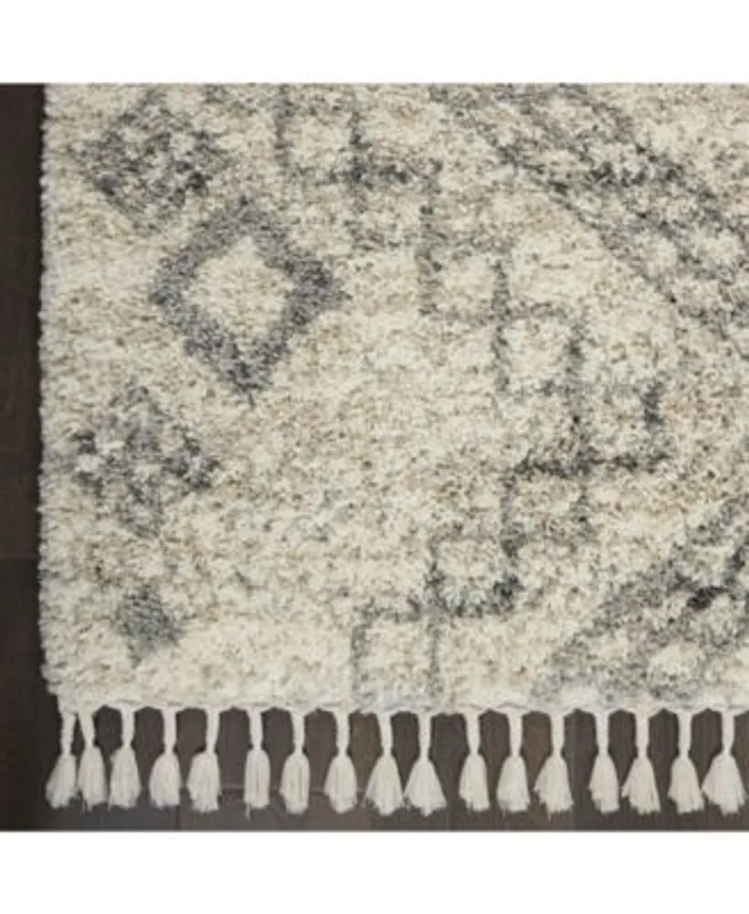 Nourison Home Oslo Shag Osl02 Ivory Gray Rug