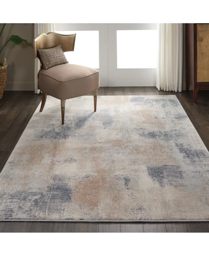 Nourison Home Rustic Textures RUS02 Beige and Gray 5'3" x 7'3" Area Rug