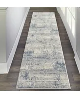 Nourison Home Rustic Textures RUS10 Ivory and Blue 2'2" x 7'6" Runner Rug