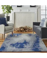 Nourison Home Symmetry SMM10 Gray and Blue 3'9" x 5'9" Area Rug