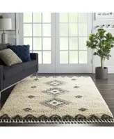 Nourison Home Oslo Shag OSL03 Ivory and Blue 5'3" x 7'9" Area Rug