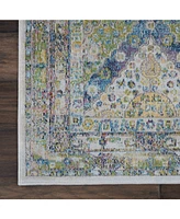 Nourison Home Ankara Global ANR07 Blue and Green 2'4" x 8' Runner Rug