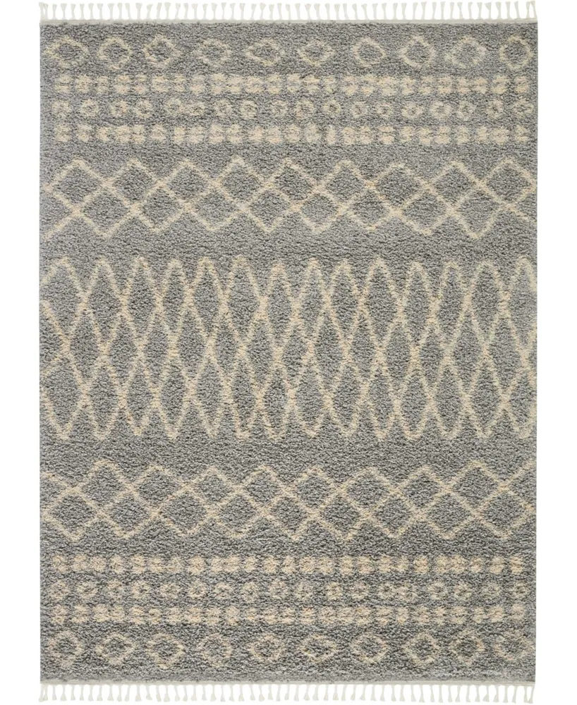 Closeout! Nourison Home Moroccan Shag MRS02 Silver 5'3" x 7'11" Area Rug