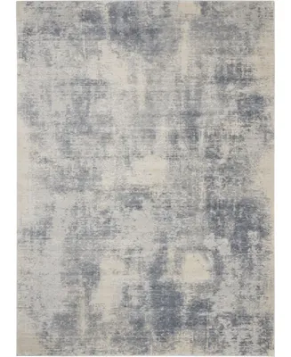 Nourison Home Rustic Textures RUS02 Blue and Ivory 7'10" x 10'6" Area Rug