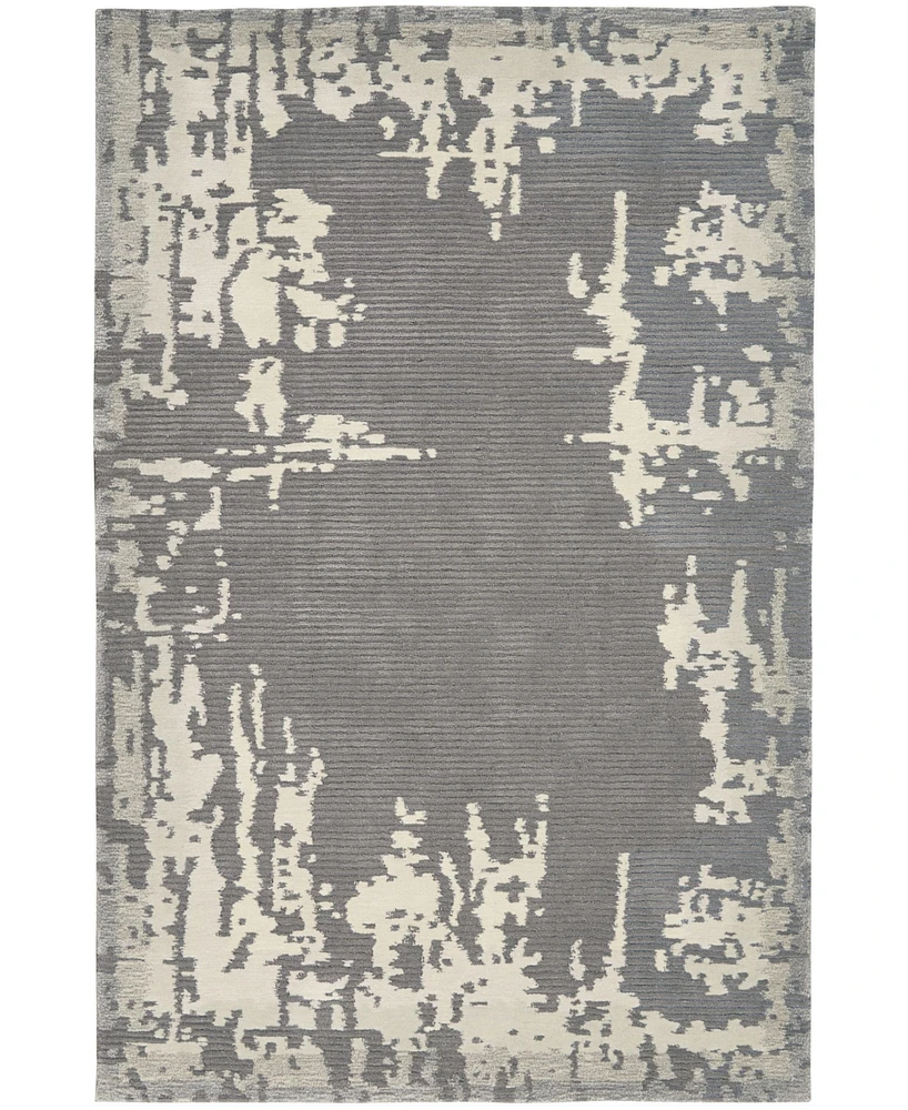 Nourison Home Symmetry SMM02 Gray and Beige 3'9" x 5'9" Area Rug