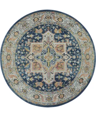 Nourison Home Ankara Global ANR11 Blue and Multi 4' Round Rug