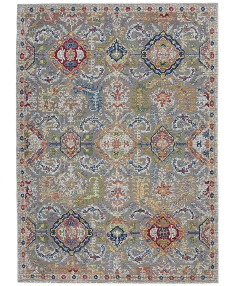 Nourison Home Ankara Global ANR12 Gray and Multi 4' x 6' Area Rug