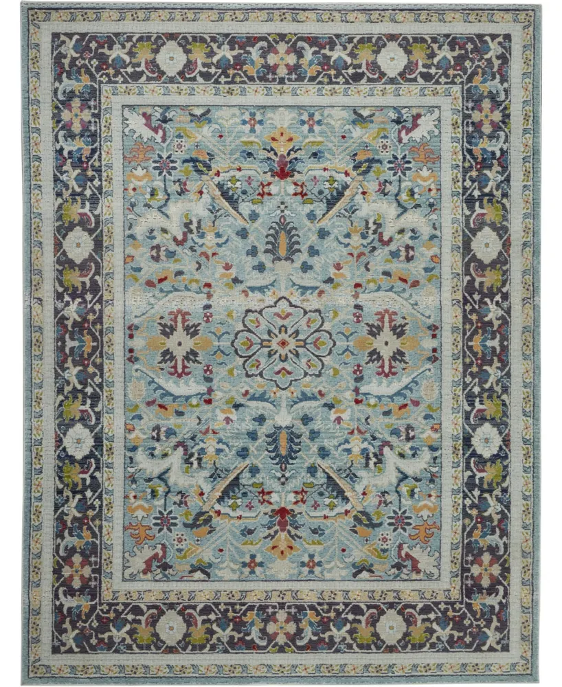 Nourison Home Ankara Global ANR14 Teal and Multi 8'10" x 11'10" Area Rug