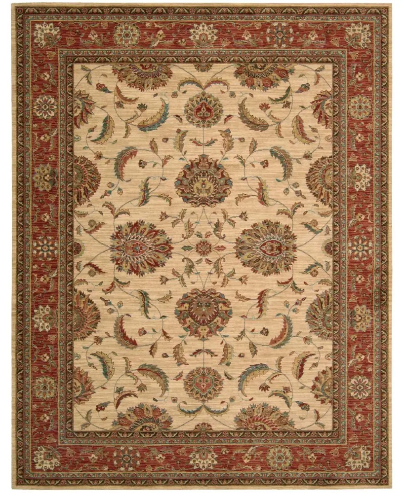 Nourison Home Living Treasures LI04 Ivory and Red 7'6" x 9'6" Area Rug