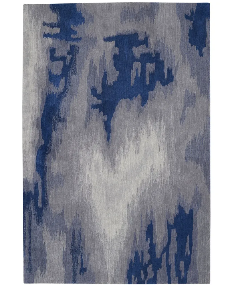 Nourison Home Symmetry SMM10 Gray and Blue 5'3" x 7'9" Area Rug