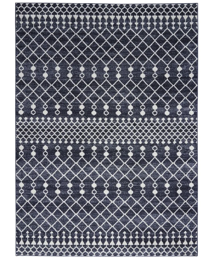 Nourison Home Palermo PMR03 Navy and Gray 5'3" x 7'3" Area Rug