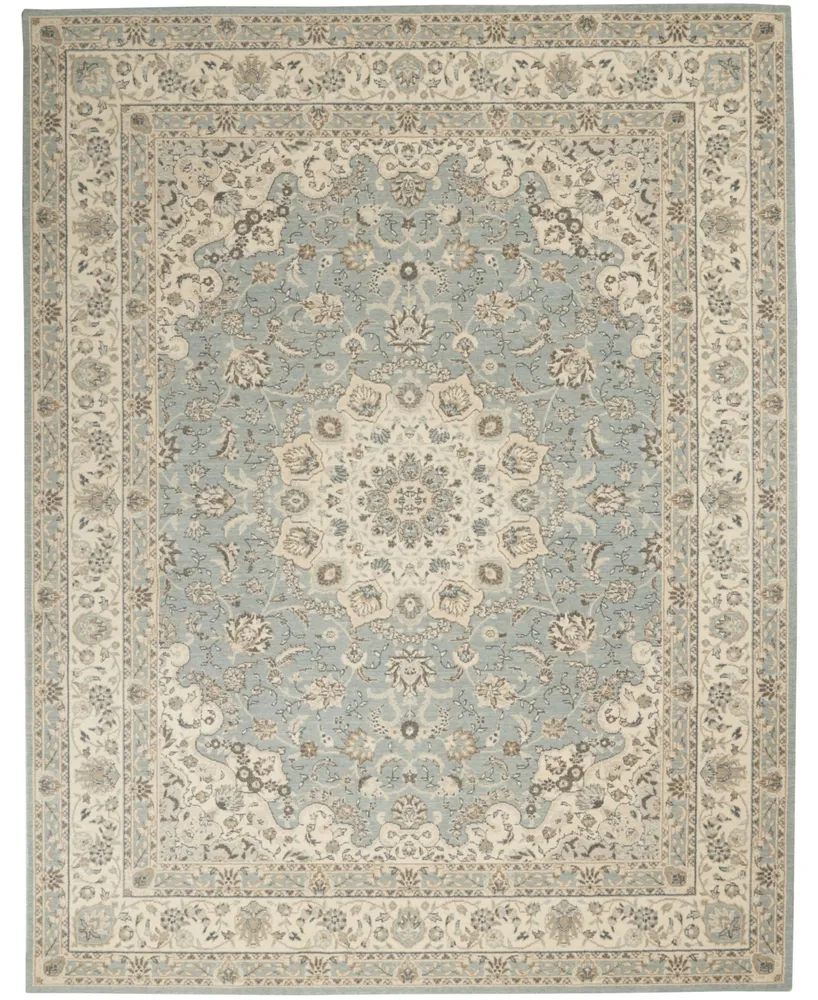 Nourison Home Living Treasures LI15 Aqua and Ivory 7'6" x 9'6" Area Rug