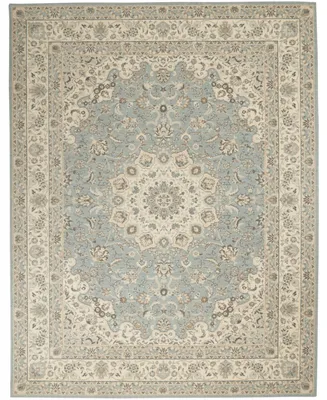 Nourison Home Living Treasures LI15 Aqua and Ivory 7'6" x 9'6" Area Rug