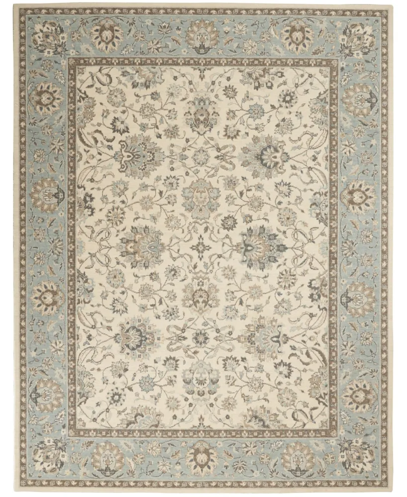 Nourison Home Living Treasures LI16 Ivory and Aqua 7'6" x 9'6" Area Rug