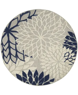 Nourison Home Aloha ALH05 Ivory and Navy 4' Round Rug