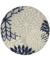 Nourison Home Aloha ALH05 Ivory and Navy 4' Round Rug