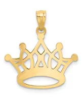 Majestic Crown Charm Pendant in 14K Gold with Rhodium Plating