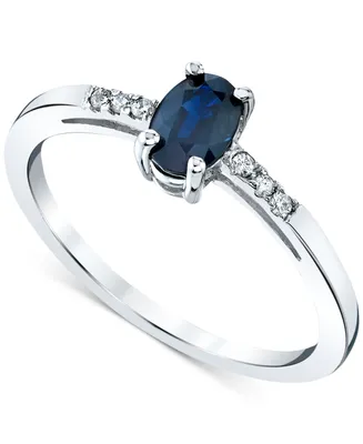 Sapphire (3/4 ct. t.w.) & Diamond (1/20 ct. t.w.) Ring in 14k White Gold