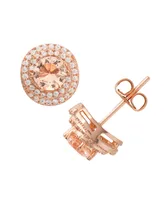 Rose Gold Plated Simulated Morganite Love Knot Stud Earrings