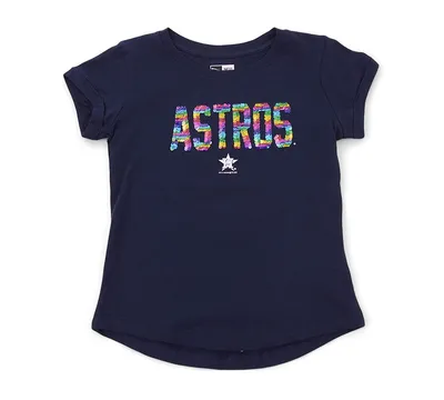 New Era Houston Astros Big Girls Flip Sequin T-shirt