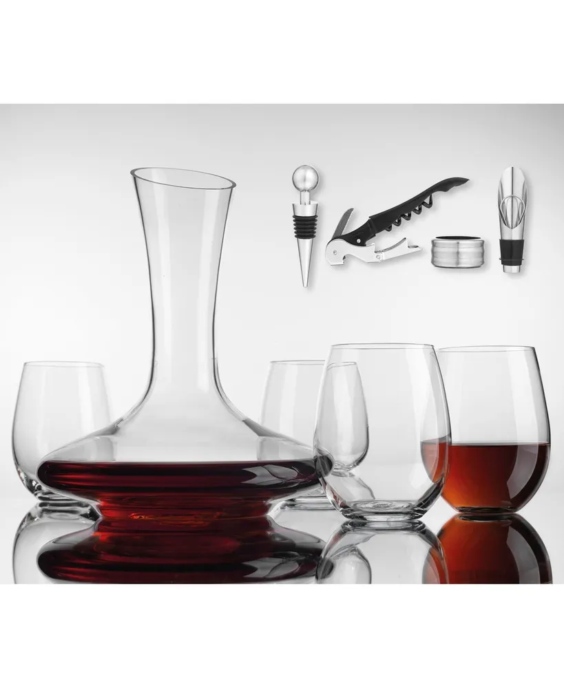 Wednesday 750mL Flat Bottom Wine Decanter with Walnut base and Pull Cork
