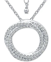 Giani Bernini Cubic Zirconia Twisted Circle 16" Pendant Necklace, Created for Macy's