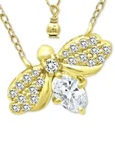 Giani Bernini Cubic Zirconia Bee 16" Pendant Necklace in 18k Gold-Plated Sterling Silver, Created for Macy's