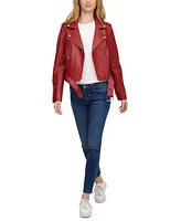 Levi's Women's Faux-Leather Belted Hem Moto Jacket