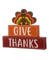 Glitzhome Thanksgiving Lighted Turkey-Word Block Table Decor