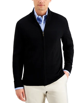 Club Room Men's Merino Zip-Front Sweater, Created for Macy's