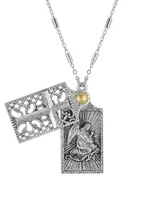 2028 Pewter Square Cross and Angel Slide Locket 28" Necklace