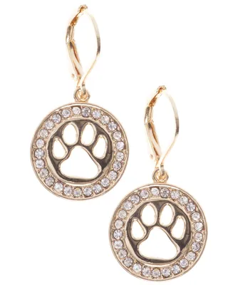 Pet Friends Jewelry Circle Paw Drop Earring - Gold