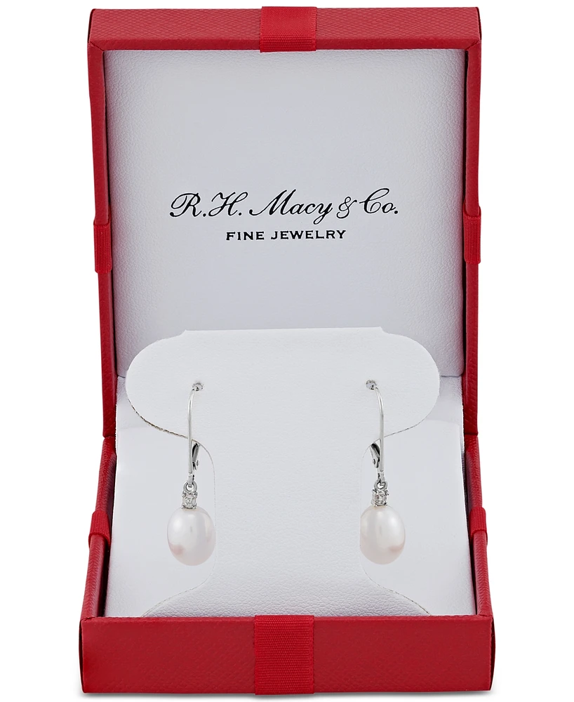 Cultured Freshwater Pearl Earrings (8mm) 10k Gold & White