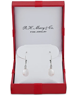 Cultured Freshwater Pearl Earrings (8mm) 10k Gold & White