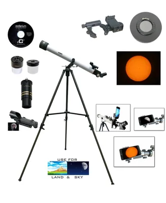 Cassini 800mm x 60mm Day and Night Telescope Kit Plus Smartphone Adapter and Solar Filter Cap