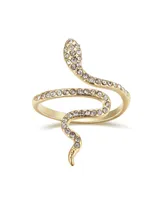 Unwritten Crystal Snake Bypass Ring - Gold