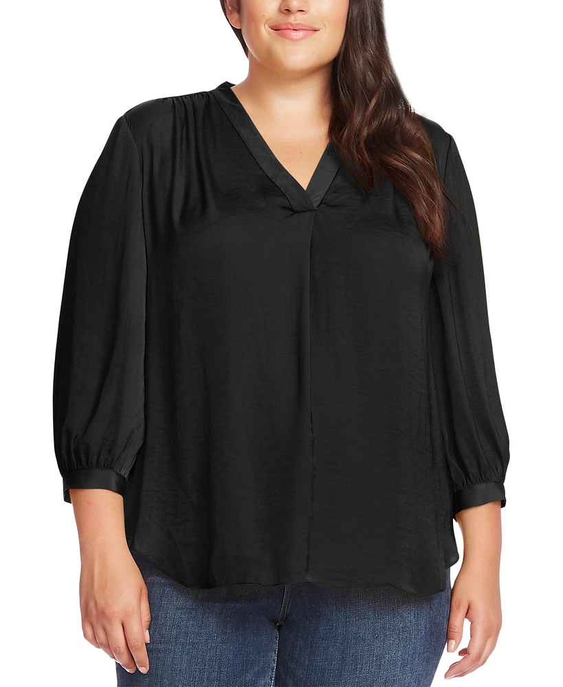 Vince Camuto Plus V-Neck 3/4-Sleeve Blouse