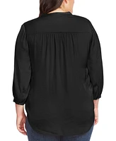 Vince Camuto Plus V-Neck 3/4-Sleeve Blouse