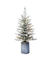 Puleo 3' Pre-Lit Potted Flocked Arctic Fir Tree