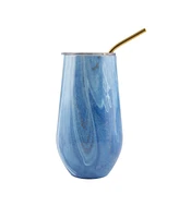 Thirstystone by Cambridge 16 Oz Geode Decal Stainless Steel Wine Tumblers with Straw, Pack of 2