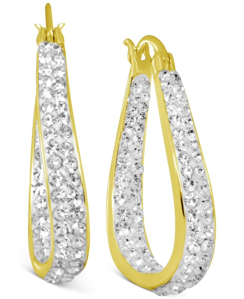 And Now This Crystal & Out Teardrop Hoop Earrings Silver Plate, Gold-Plate or Rose Gold Plate